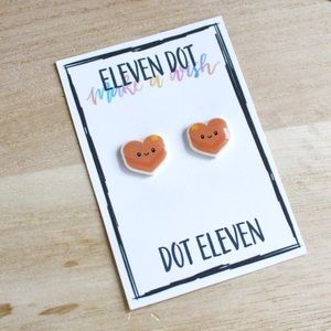 Kawaii Pancake Stack Heart Butter Stud Earrings